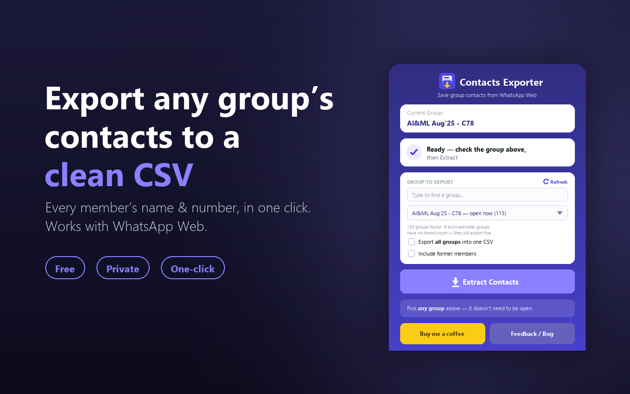 Group Contacts Exporter in action